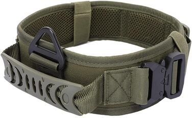 Нашийник для собак з м'якою підкладкою 7см, з двома пряжками, контрольний ручка, тактичний, регульований, для великих собак (зелений)