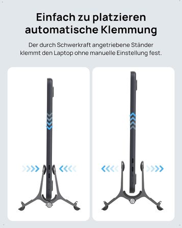 Підставка для ноутбука SODI вертикальна, автоматична, з алюмінію, для MacBook Pro/Air, ноутбуків, планшетів, телефонів (сіра)