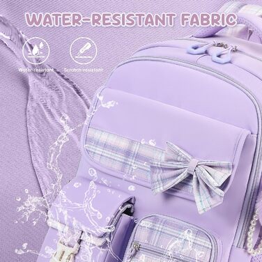 Шкільний набір для дівчаток: рюкзак, ланч-бокс, пенал. 3-ий клас, 4-5 клас, фіолетовий колір