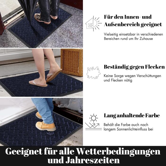 Килимок для дому та вулиці Yimobra, миючий, вологостійкий, 92 x 61 см, блакитний