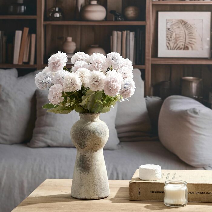 Керамічна ваза, блакитно-коричневий дизайн, ваза в скандинавському стилі для декору, сучасна ваза для вітальні, спальні, кухні, передпокою, ванної кімнати (натуральний коричневий, 20 см)