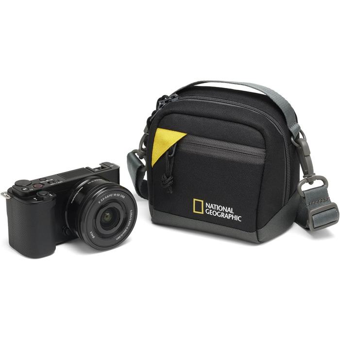 Сумка для камери National Geographic NG E1 2350: для компактних, екшн та 360 камер, з ремінком та петлею для пояса, чорна