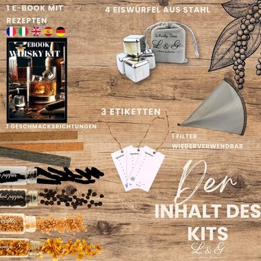 Набір спецій для віскі L&G® - подарунковий набір для чоловіків та жінок, оригінальна ідея для подарунка на Різдво, День народження, День святого Валентина, незабутні враження вдома