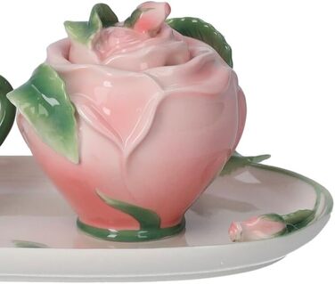 Keyhome store - Set of Milk Jug and Sugar Bowl in Ceramic, pink with box and tray, ideal for coffee breaks - Milk Jug 7 x 11 cm - Sugar Bowl 11 x 13 cm