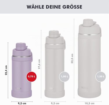 Термос Thermos Ultralight Max з ручкою, вакуумна пляшка з нержавіючої сталі для спорту та подорожей, 750 мл, світло-блакитний (Orchid Mat)