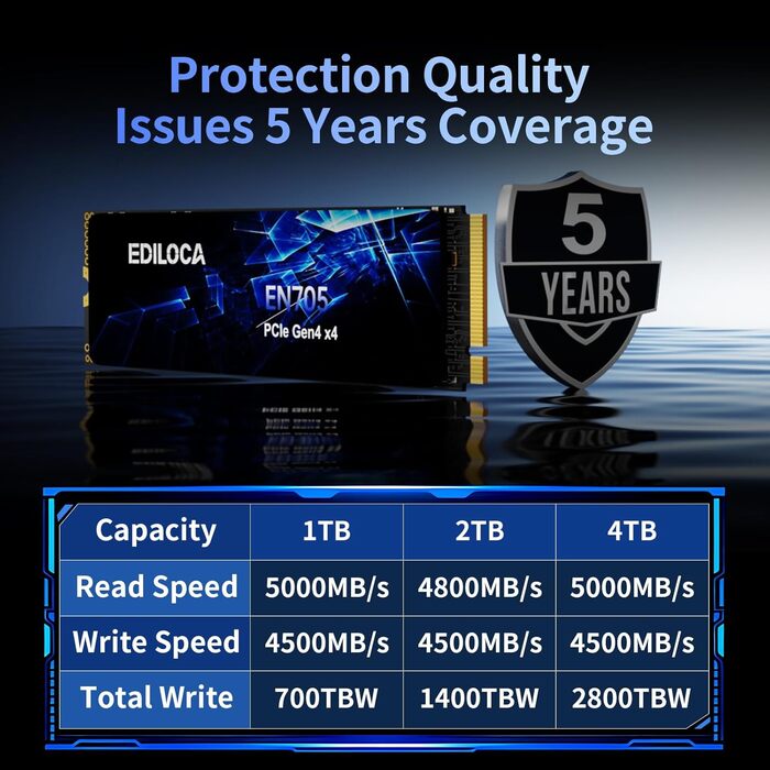 SSD NVMe M.2 PCIe Gen4 4TB з радіатором для PS5, ноутбука та ПК. Швидкість до 7400 МБ/с, 3D NAND TLC. Внутрішній SSD накопичувач