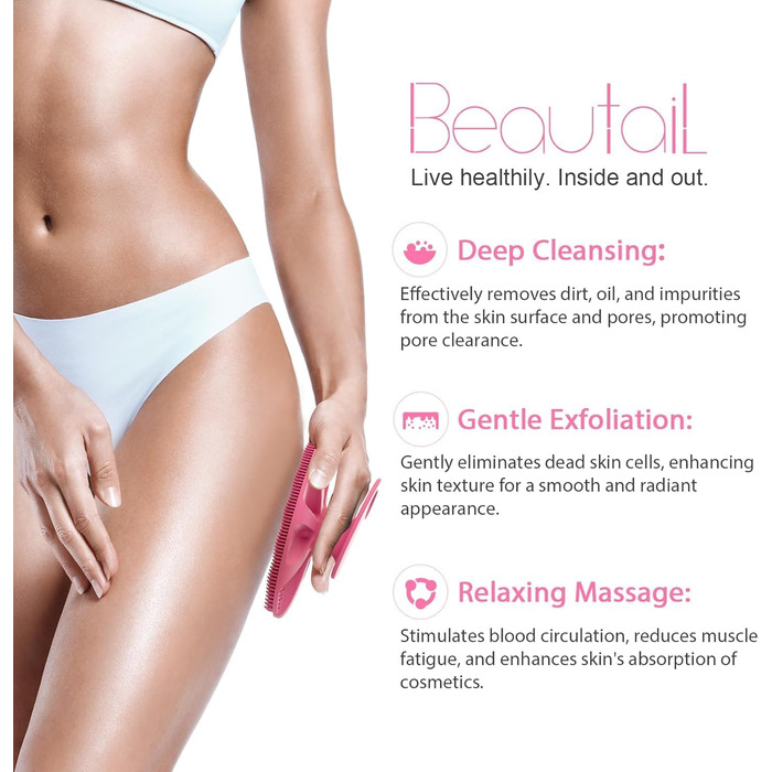 Силіконова щітка для тіла, скрабер для душу, щітка для тіла, скрабер для пелінгу, м'які щетинки, для жінок, чоловіків, дітей, чутливої шкіри, 1 шт. (рожевий+блакитний)