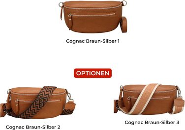 Жіноча сумка Brise Art Lucia з екошкіри, італійського виробництва: сумка через плече, поясна, 3 відділення, чорна (2) / коньячний (3)