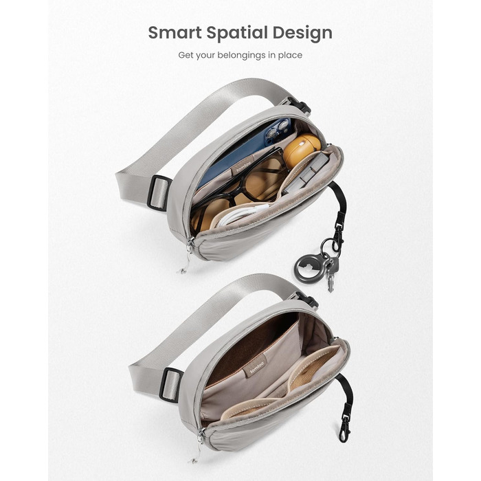 tomtoc жіноча поясна сумка-слінг з RFID захистом, 1.5 л, для подорожей, повсякденного використання, фестивалів, спорту, туризму, зелена (сіра)