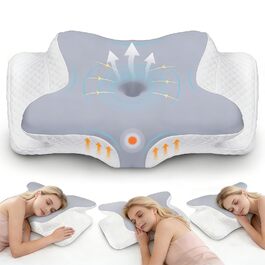 Подушка ортопедична з піни Memory Foam для підтримки шиї, сіра. Ефективна проти болю, ергономічна, для сну на боці, спині та животі.