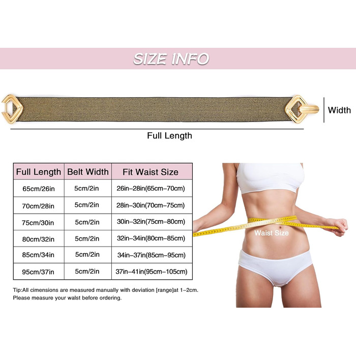 Жіночий еластичний пояс-гумка з золотою пряжкою для суконь, чорний, розмір 28-30