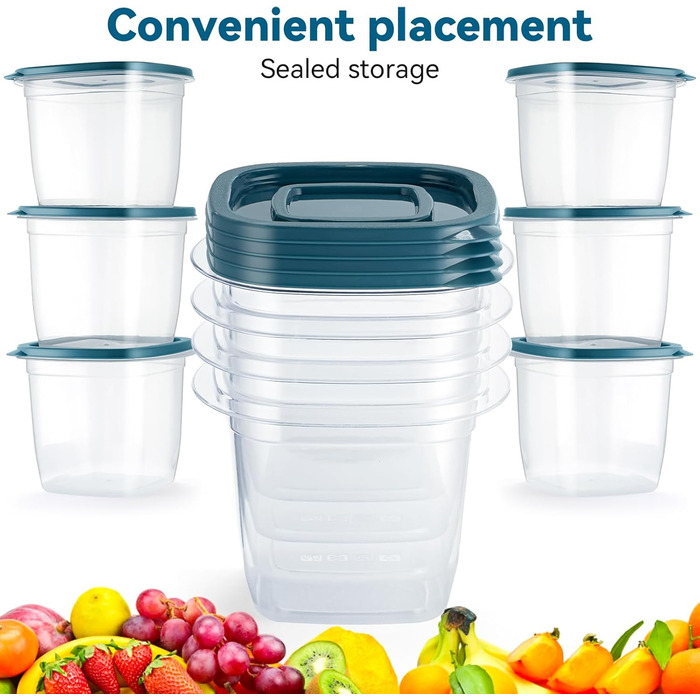 Контейнери для їжі EFISH 20 шт. Прямокутні, пластикові, з кришкою, 500 мл. Набір для школи, роботи, подорожей.