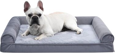 Amazon Basics Foam Dog and Pet Bed with Removable Cover, Gray, (L x W x H) (U-shaped Sofa - Gray, 91 x 69 x 17 cm)