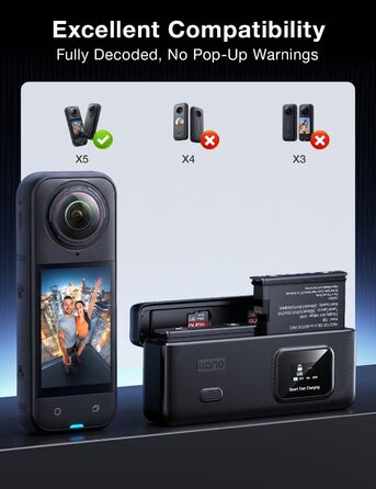 Зарядний пристрій llano AC2 30W Hub для Insta360 X5 з двома акумуляторами 2500mAh, 3 слоти PD, LED-індикація