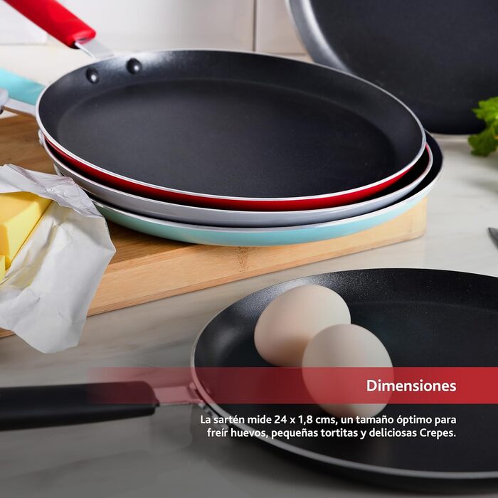 Сковорода RENBERG JAZZY 24 см з антипригарним покриттям, червона, індукція, алюмінієва з м'якою ручкою