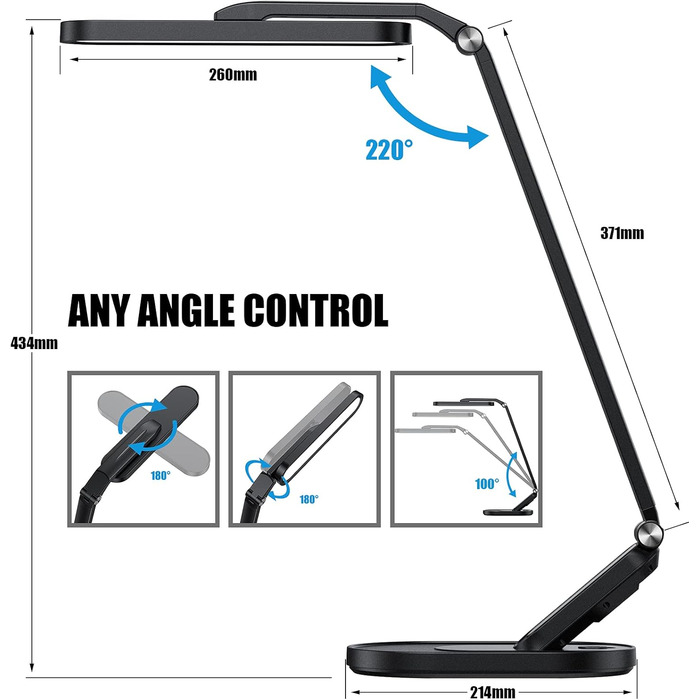 Торгова лампа JKSWT для догляду за очима, диммируемая, 5 режимів кольору, 72 LED, USB-порт, сенсорне керування, функція пам'яті, чорна