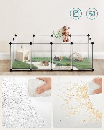 Клітка для гризунів SONGMICS Freigehege з піддоном, 143 x 73 x 46 см, біла. Підходить для кроликів, хом'яків, їжаків. LPC02W