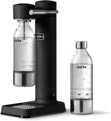 Aarke Carbonator 3 – Содовий апарат з нержавіючої сталі, матово-чорний + 2 PET-пляшки 1л. Для газування води з крана, сумісний з CO2 60л.