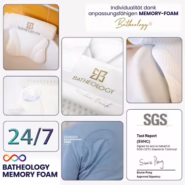Ергономічна подушка для ванни з Visco-Memory-Foam, підтримка спини, шиї, плечей, для релаксації та СПА