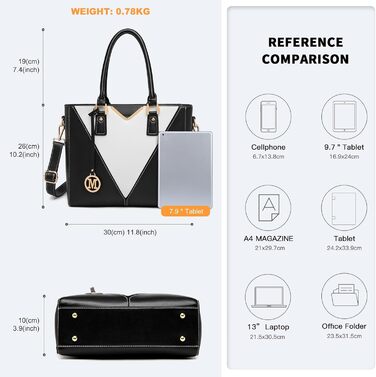 Сумка жіноча Lulu Daen середнього розміру зі штучної шкіри (PU) - чорна, комплект з гаманцем, для роботи, подорожей, бізнесу