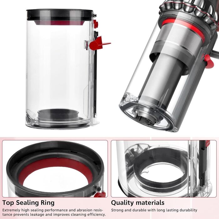 Dyson V11/V15/SV14/SV15/SV22 Replacement Dust Bin with HEPA Filter - Transparent & Reliable Vacuum Accessory