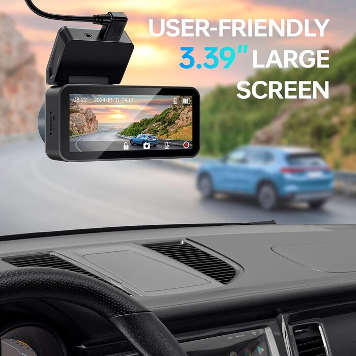 Відеореєстратор автомобільний двоканальний 2.5K QHD Dashcam Auto Vorne Hinten з нічною зйомкою, картою 64GB та паркувальним режимом