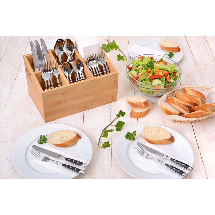 GRÄWE Bamboo Cutlery Holder with 6 Compartments