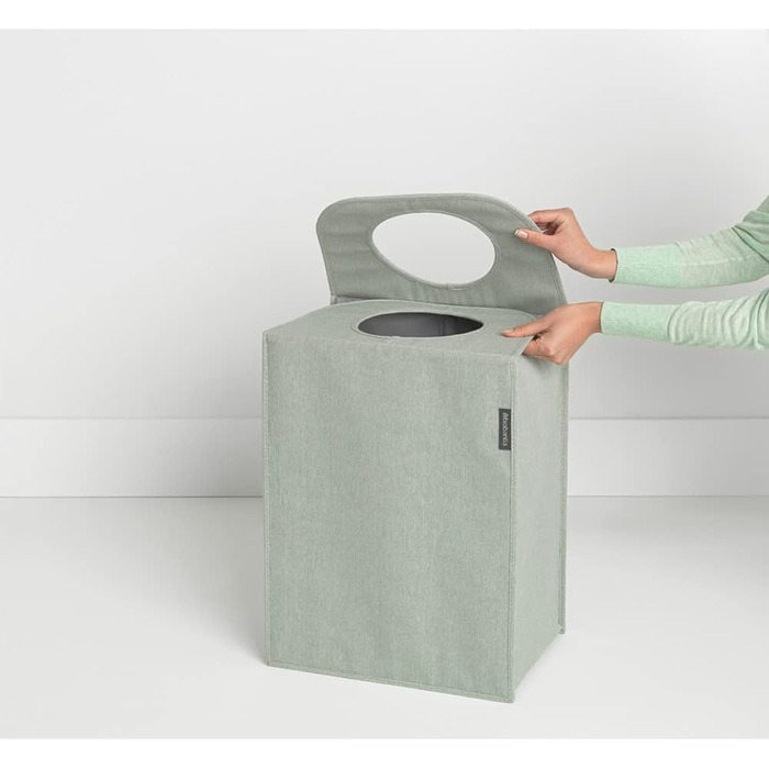 Brabantia - Laundry Bag - Quick-Drop Opening - Robust Textile Bag - Space-Saving - The lid folds out into handles - Easy emptying - Green - 55 L - 29.5 x 54.0 x 50.5 cm