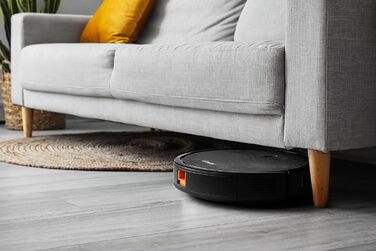 Робот-пилосос з функцією миття - 2в1. Робот-пилосос з додатком, акумулятором 120 хв, для килима, шерсті тварин та твердих підлог. З зарядну станцією та пультом дистанційного керування (Чорний)