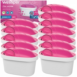 Набір фільтрів для води WESSPER MAGNEZ AQUAMAX MG+ (12 шт.) — сумісні з глечиками BRITA та DAFI