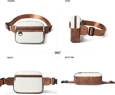 Жіноча та чоловіча поясна сумка, 2 л, веганська шкіра, коричнева, 8 дюймів. Ідеальна для подорожей, піших прогулянок та бігу.