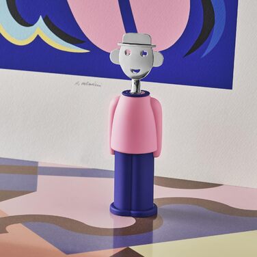 Відкривачка для пляшок Alessi PAZ, рожево-блакитна, з термопластичного матеріалу та хрому, AM23