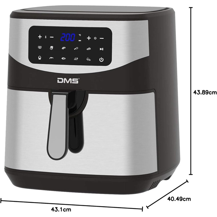Фритюрниця DMS XXXL 7 літрів: фритюрниця, духовка, гриль, Cooker, без олії, 10 програм, цифровий дисплей, 1800 Вт, таймер, HF-7S