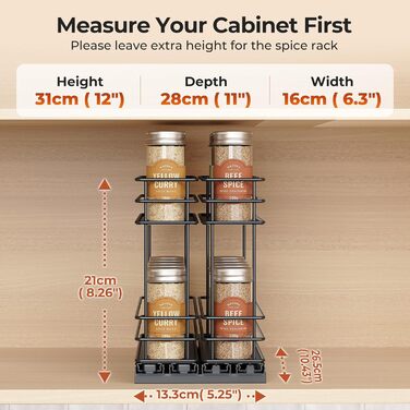 Організатор для спецій Orimade - висувна полиця для спецій, 3 шт (2 шт 5см, чорний)