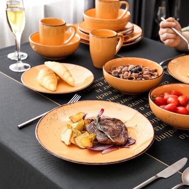 Сервіз Vancasso Serie Navia Teller, 32 елементи, на 8 осіб, сучасний дизайн (Помаранчевий)