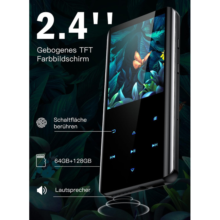 MP3 плеєр AGPTEK 64GB Bluetooth 5.3, 2.4