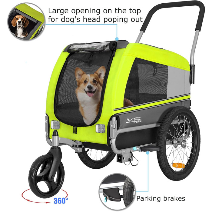 Універсальний візок-перевозник для собак Tiggo VS Pets Medium: 2-в-1 (велосипедний, буксирний)