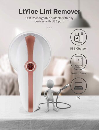 Електричний видальник для одягу Fusselschneider з кабелем, подвійним захистом, безпечним замиканням та щіткою для чищення різних тканин (Рожевий)