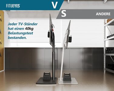 FITUEYES Adjustable Swivel TV Stand with Wood Base - Fits 32-70 inch TVs up to 40kg, VESA 400x600 - Black