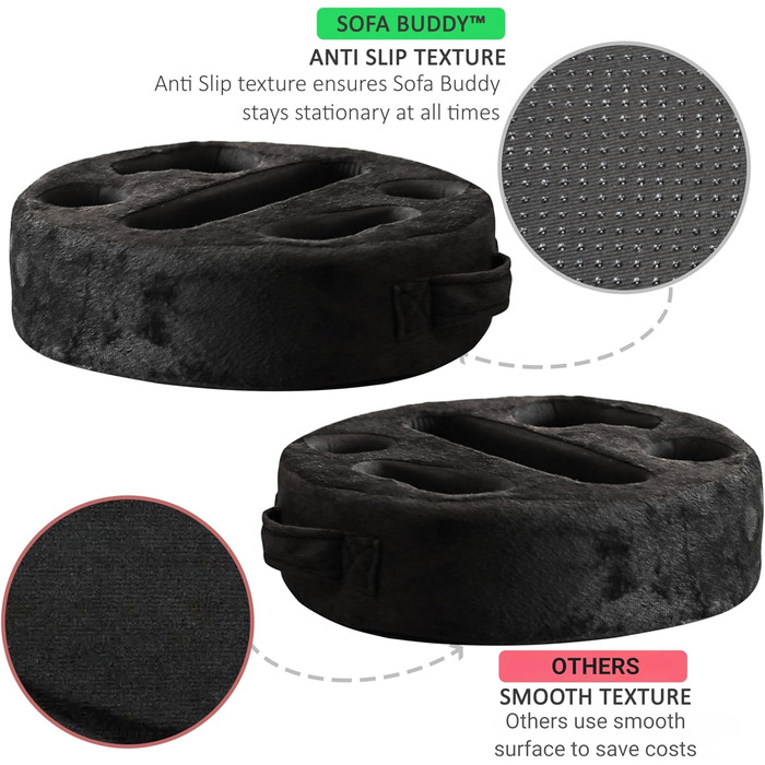Sofa-Buddy Practical Couch Cup Holder, Couch Coaster, Sofa Cup Holder - The Perfect Couch Accessory (Big-SoftVelvet-Black)