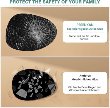 Дзеркало з підсвічуванням Asymmetrischer LED 75x55 см з сенсорним вимикачем – антизапар, 3 кольори світла, регулювання яскравості та функція пам'яті, чорний (горизонтальне/вертикальне), без рамки