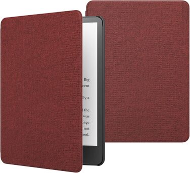 Чохол MoKo для Kindle Paperwhite 11 (2021) 6.8 дюймів, з функцією авто-сон/пробудження, з штучної шкіри, Denim, Червоний виноградний колір