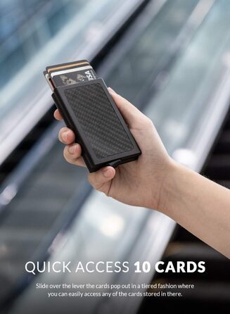 Металеве картхолдер VULKIT з RFID NFC захистом для чоловіків. Двошаровий картхолдер на 10 карт, з карбоновим волокном.