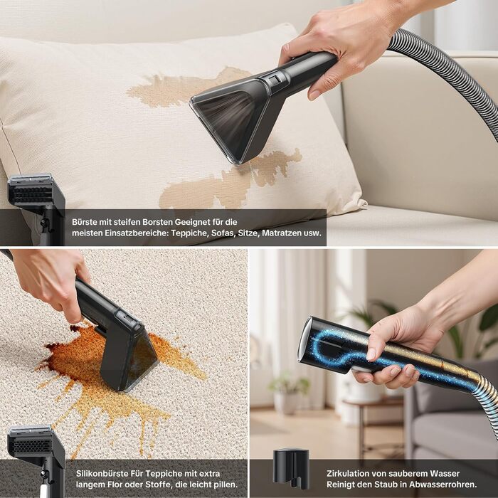 Низькопрофільний пилосос для вологого та сухого прибирання 450W з потужністю всмоктування 13500Pa, для килимів, м'яких меблів, диванів, крісел, сходи, автомобіля, килимків. Білий (чорно-білий)