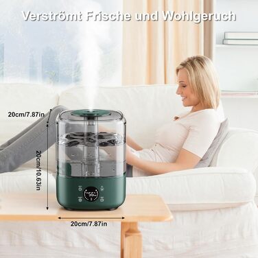 Увлажнитель воздуха Vankarr 5L, ультразвуковий, 28dB, с поворотним соплом 360°, для детей, офиса, растений, белый (Зеленая Интеллектуальность)