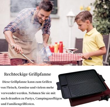 LADAMI Корейський BBQ-гриль для газової плити, антипригарна прямокутна сковорода-гриль для кемпінгу, для приміщень і вулиці