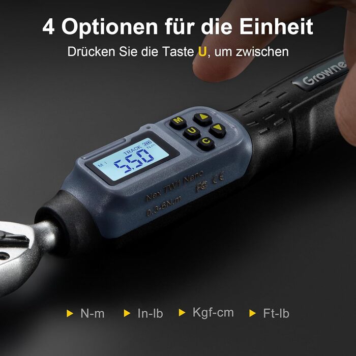 Цифровий шуруповерт з моментом обертання GROWNEER, 2.66-53.1 In-lbs/ 1/4'' Drive, 1.5-30 Nm, з індикатором крутного моменту, звуковим сигналом та LED-дисплеєм, 27 в 1