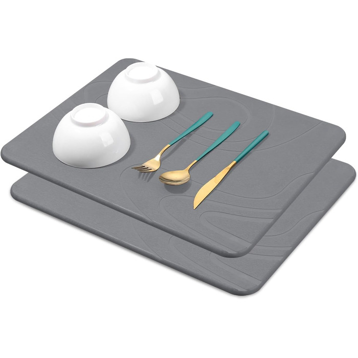 Килимок для сушіння посуду Snuggery, 61 x 40.6 см, 2 шт, сірий (з кремнезему)