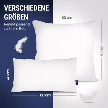 CALMONT 3-Chamber Down Pillow 40x80 | 2-Pack | Fluffy & Suitable for Allergy Sufferers | Nearly 100% Down | Durable & Breathable Bed Pillow for Restful Sleep | Pillow 40x80 (2-Pack) 40 x 80 cm (2-Pack)