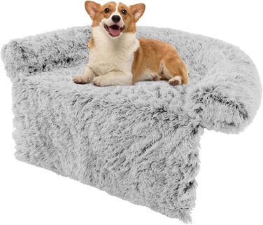 М'яке ліжко для собак Costway, захист дивану, ковдра для собак, зручне ліжко з плюшу для маленьких, середніх та великих собак та котів, 112 x 101 x 18 см, сіро-біле